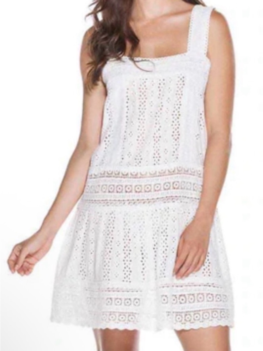OndadeMar White Eyelet Crochet Coverup Dress